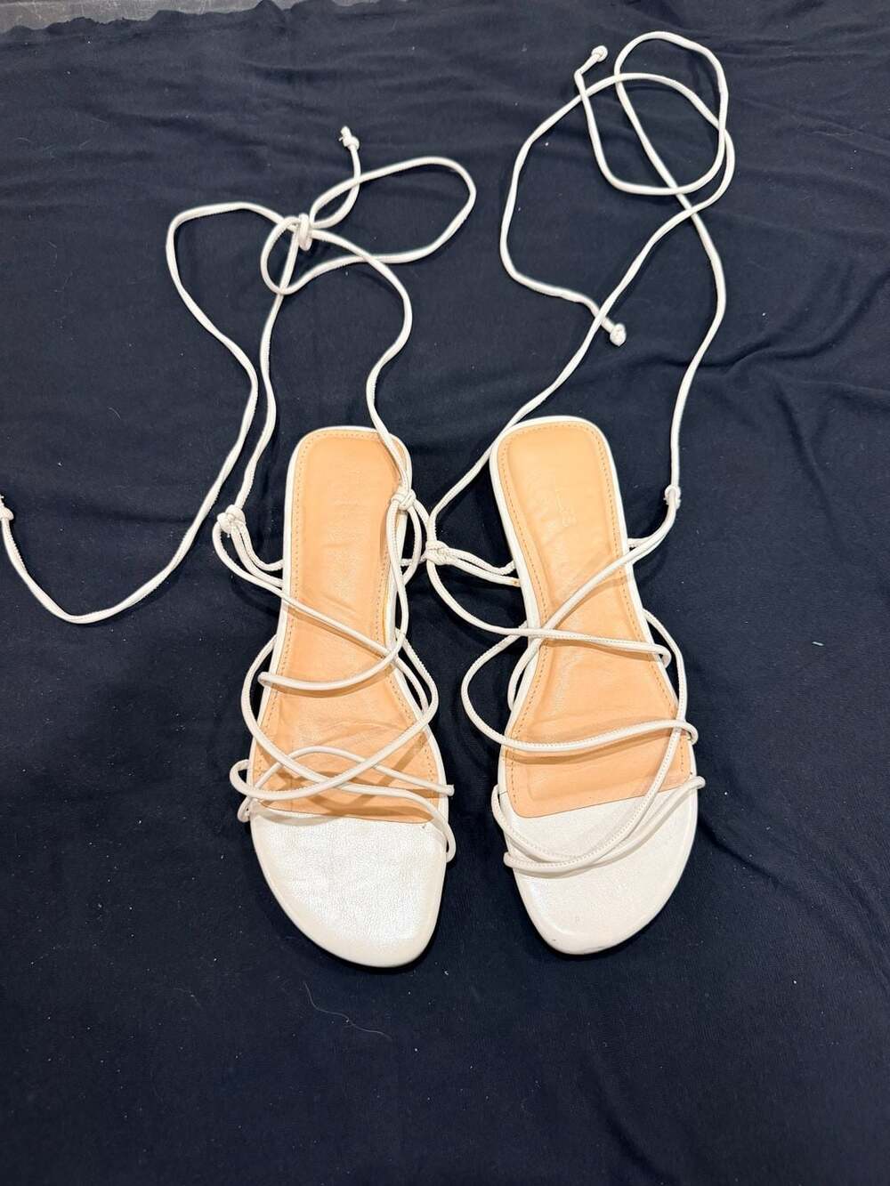 Express White Strappy Lace-Up Flat Sandals Size 8